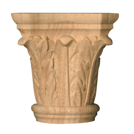 4 5/8 X 4 3/4 X 2 3/8 Large Acanthus Half Round Capital In Rubberwood